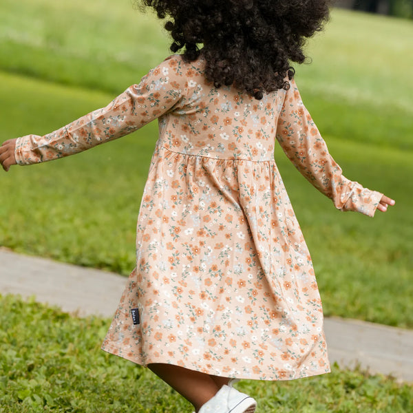 Long Sleeve Peplum Dress - Amber Garden