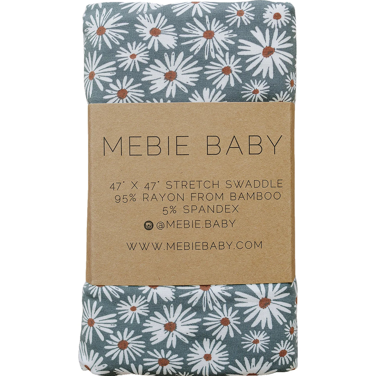 Dark Green Daisy Bamboo Stretch Swaddle Boka Boutique