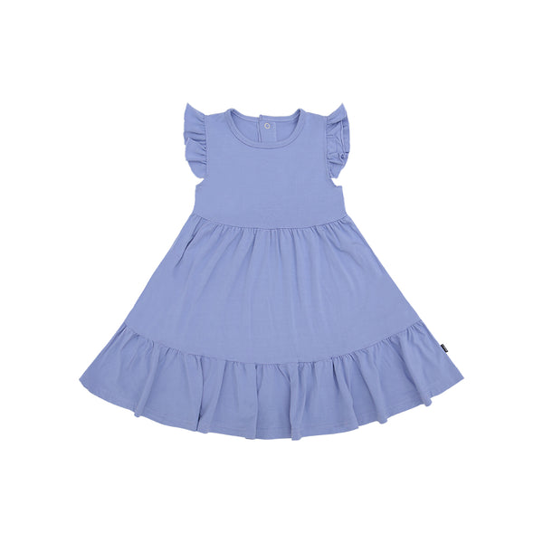 Ruffled Sleeve Bell Dress - Iris