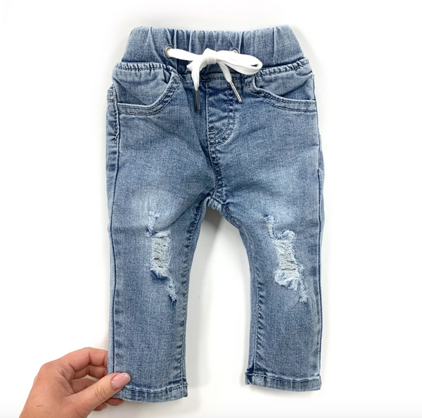 Light Wash Distressed Denim