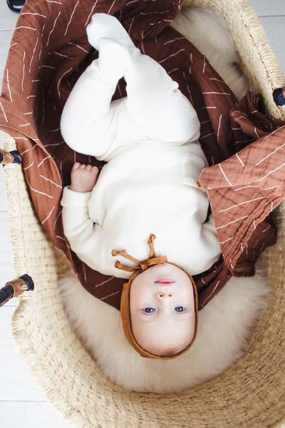 Rust Mudcloth Muslin Swaddle Blanket