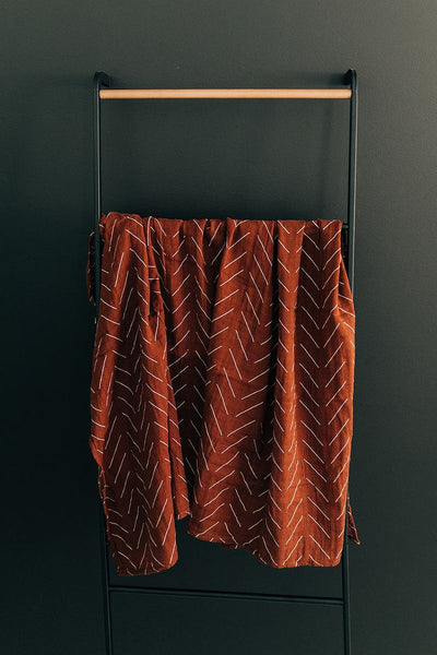 Rust Mudcloth Muslin Swaddle Blanket