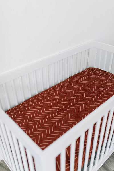 Rust Mudcloth Crib Sheet