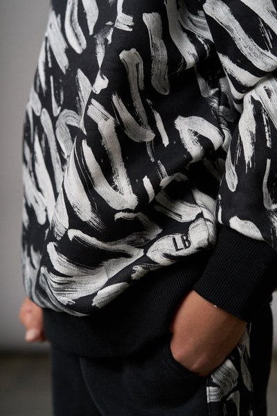 Brush Stroke Crewneck - Black