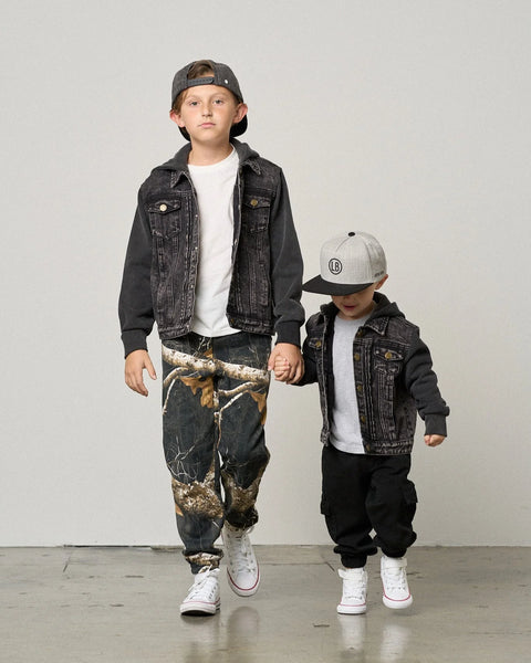Washed Hooded Denim Jacket - Black