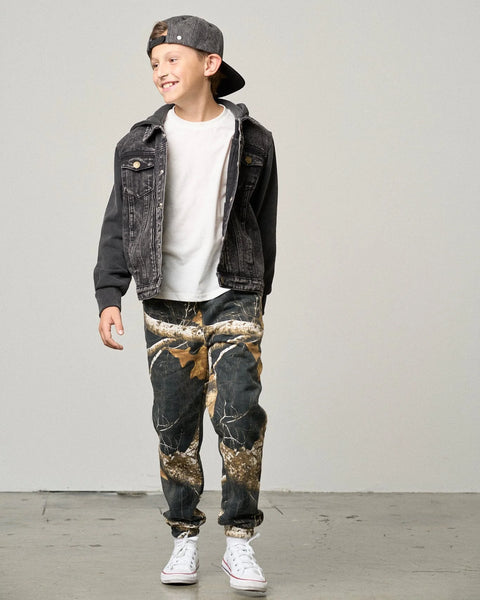 Washed Hooded Denim Jacket - Black