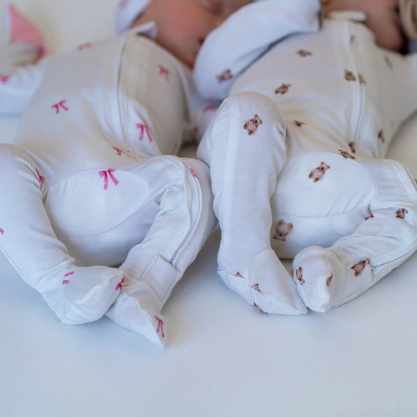 Bamboo Footed Sleeper - Bows