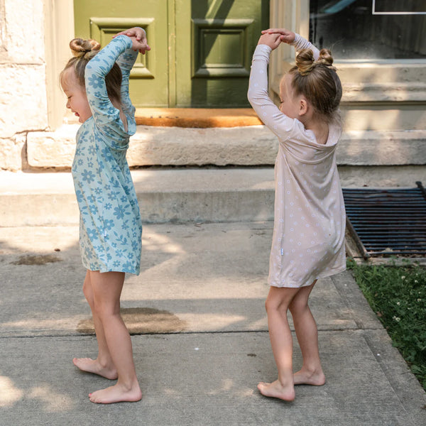 Long Sleeve Bamboo Shirt Dress - Winter Flower