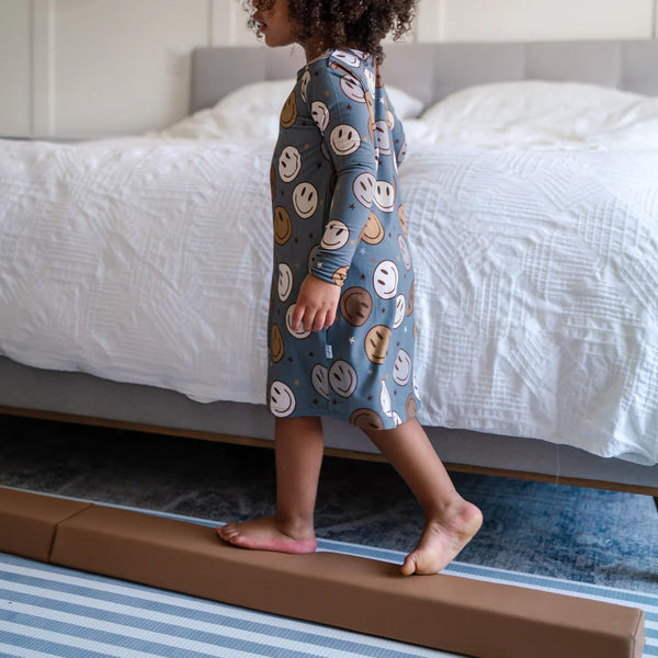 Long Sleeve Bamboo Shirt Dress - Winter Flower