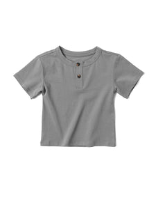 Jersey Henley Tee - Hazy Grey