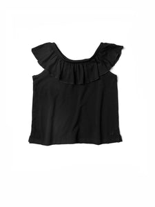 Ruffle Bamboo Top - Black