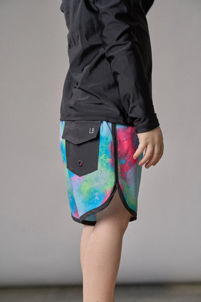 Boys Swim Short - Neon Watercolor