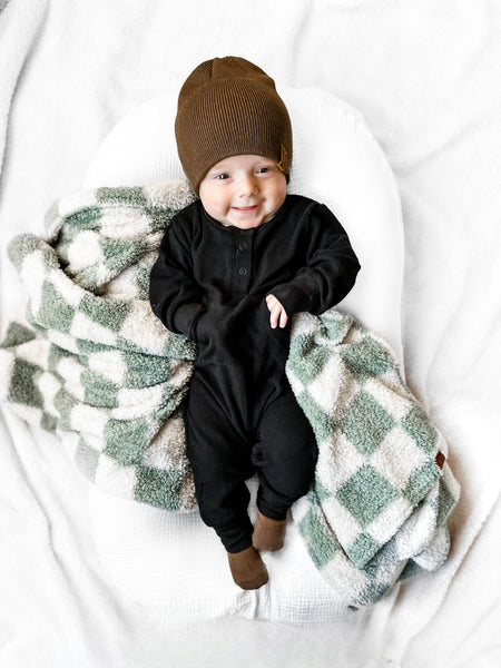 Plush Blanket - Aloe Check