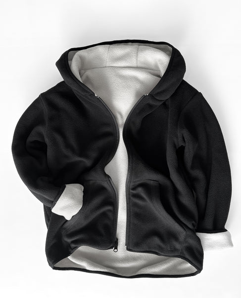 Reversible Fleece Zip Hoodie - Black