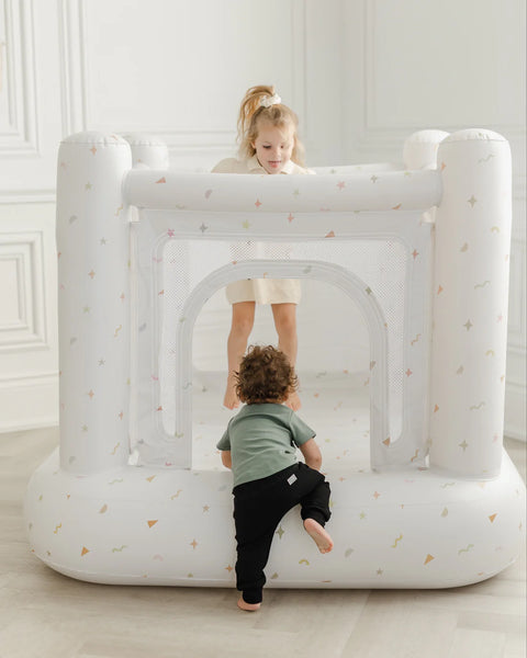 Magic Bounce House – Mini Cordless Indoor Bouncer (Monochrome Smiley)