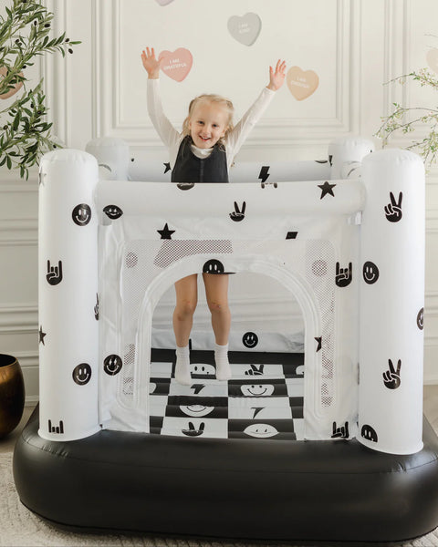 Magic Bounce House – Mini Cordless Indoor Bouncer (Monochrome Smiley)
