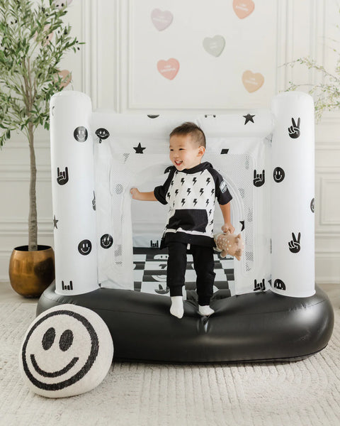 Magic Bounce House – Mini Cordless Indoor Bouncer (Monochrome Smiley)
