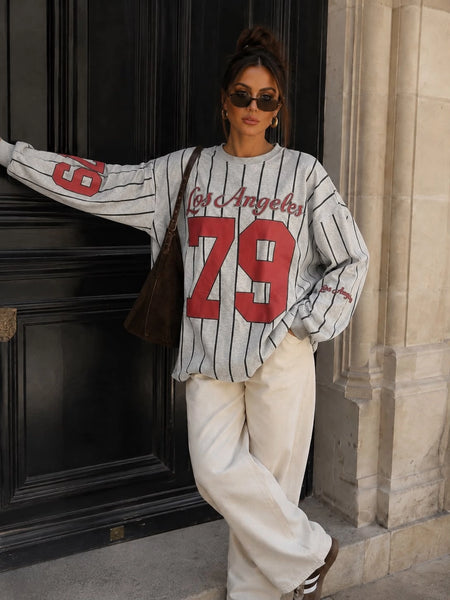 Varsity-Style Striped Sweatshirt