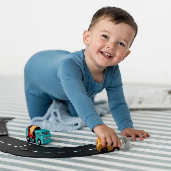 Bamboo Footless Sleeper - Teal Smiles