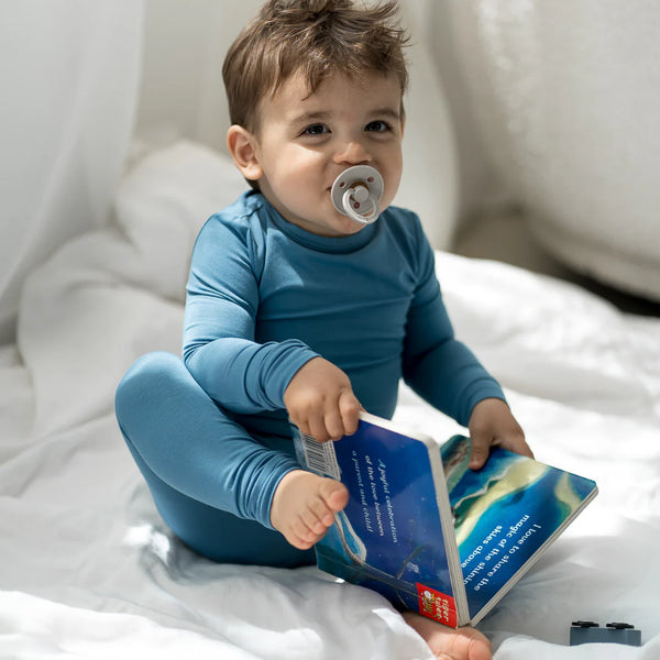 Two Piece Bamboo Set - Teal Smiles