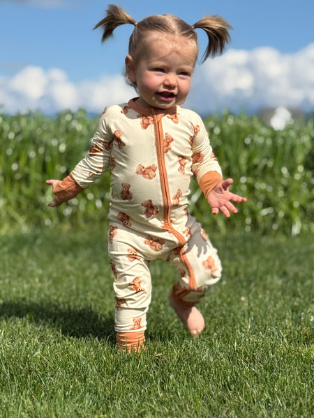 Convertible Footed Bamboo Sleeper - Teddy Bear