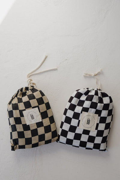 Muslin Crib Sheet | Black Checkerboard