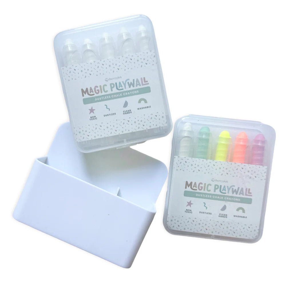 While Set Dustless Chalk Crayons + Magnetic Holder Bundle For Magic Playwall