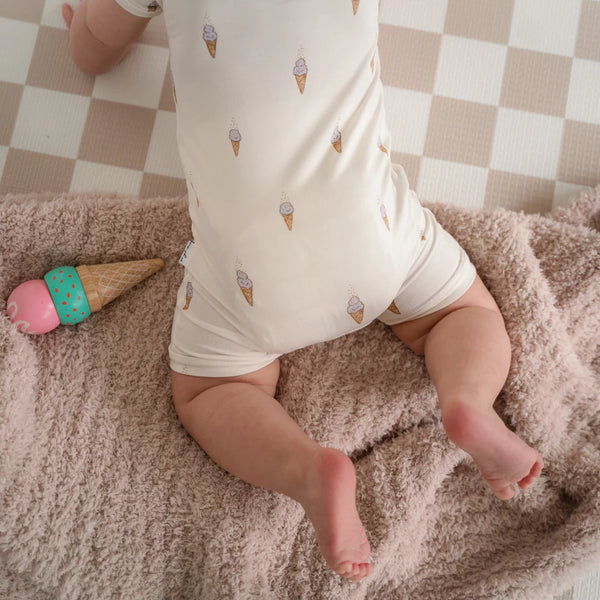 Bamboo Shortie Playsuit - Baseball