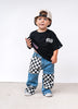 Checkered Patch Baggy Jeans