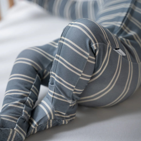 Footed Cotton Sleeper - Salt Water Stripe