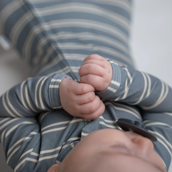 Footed Cotton Sleeper - Salt Water Stripe