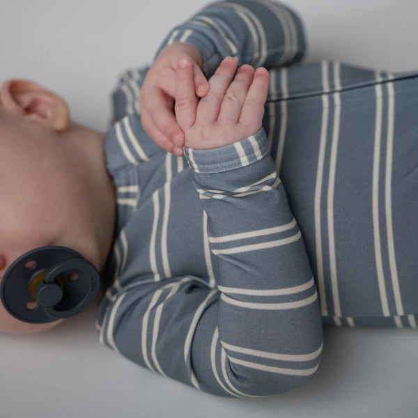 Footed Cotton Sleeper - Salt Water Stripe