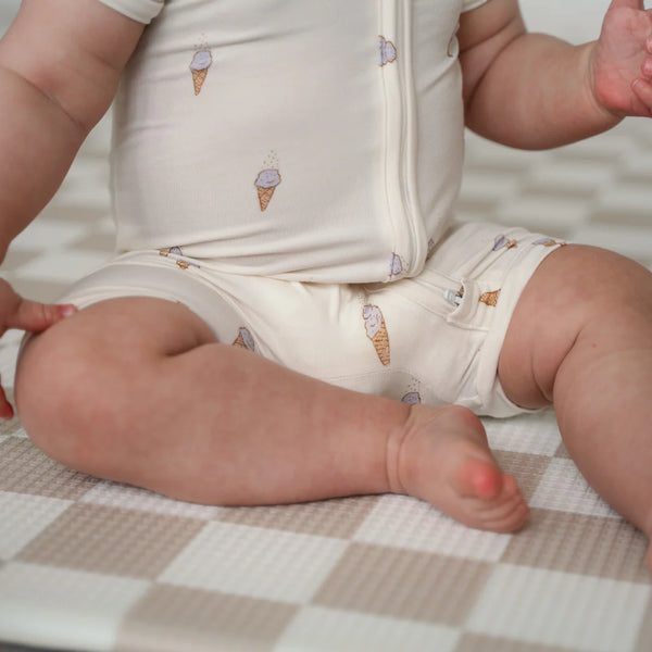 Bamboo Shortie Playsuit - Baseball