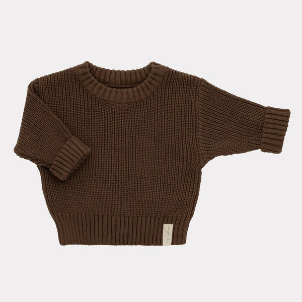 Cotton Knit Sweater - Brown
