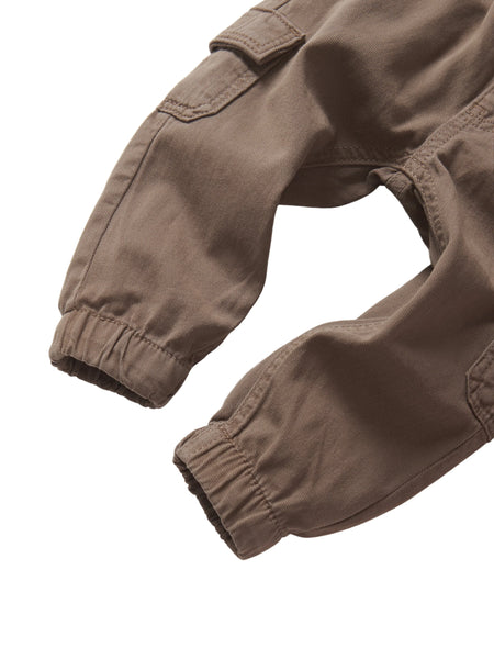Cotton Twill Cargo Jogger - Mushroom
