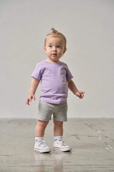Acid Wash Pocket Tee - Purple