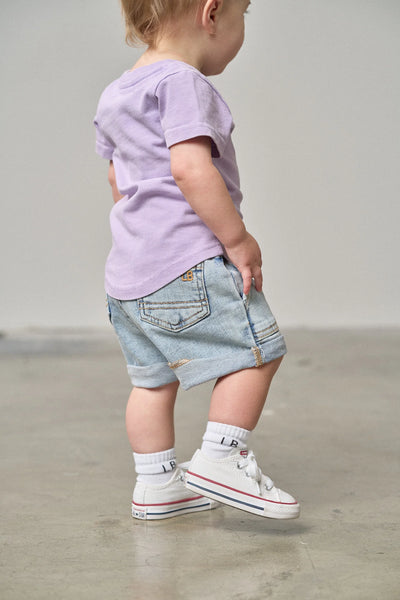 Acid Wash Pocket Tee - Purple