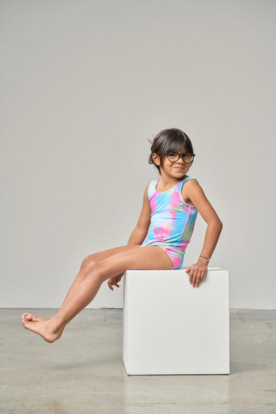 Girls Swimsuit - Neon Watercolor