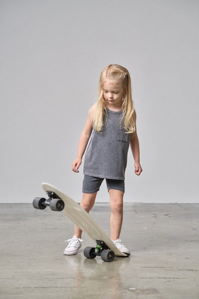 Acid Wash Ribbed Tank - Black