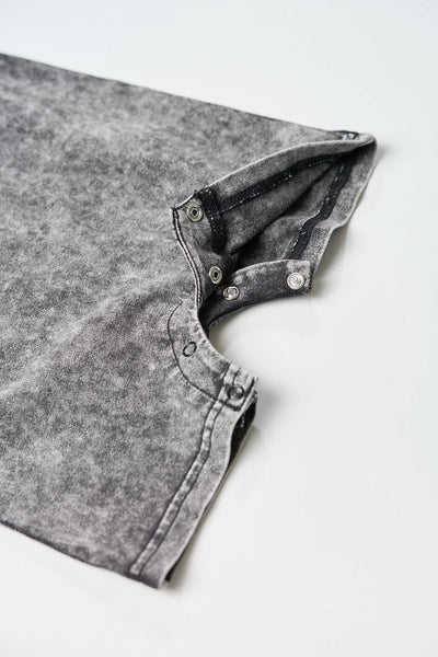 Acid Wash Shortie Romper - Black