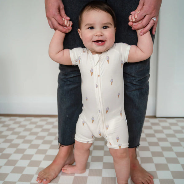 Bamboo Shortie Playsuit - Baseball