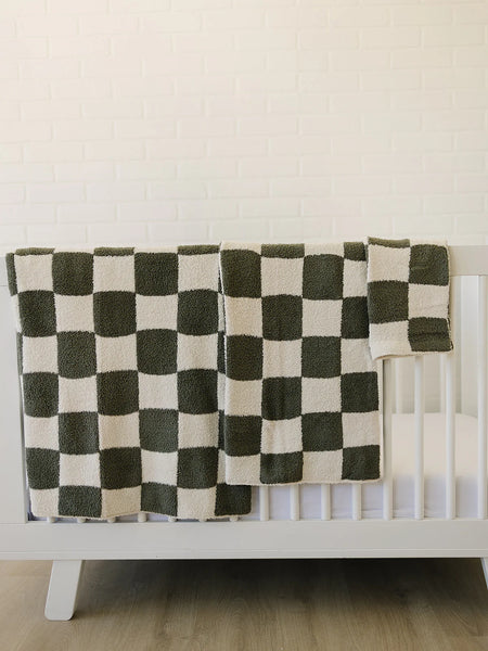 Green Checkered Plush Blanket