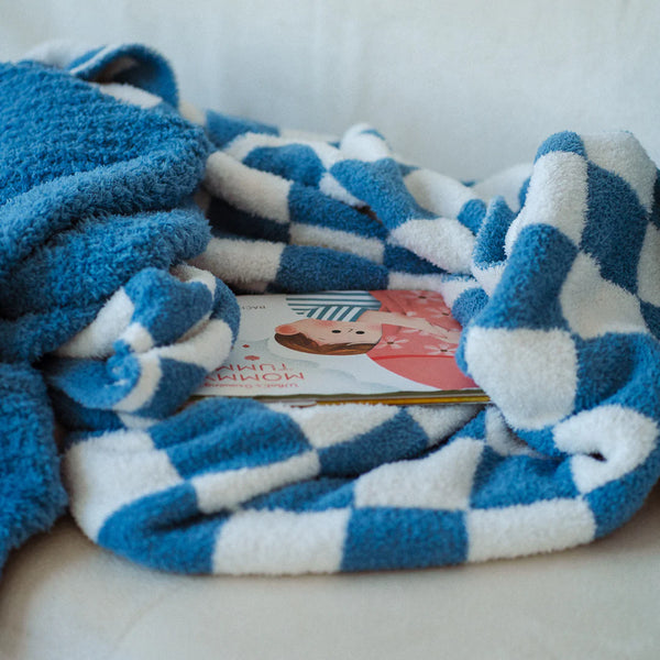 Plush Blanket - Denim Check