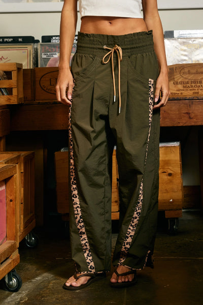 Cheetah Side-Striped Windbreaker Pants