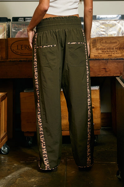 Cheetah Side-Striped Windbreaker Pants