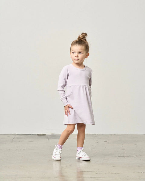 Long Sleeve Ribbed Dress - Lilac