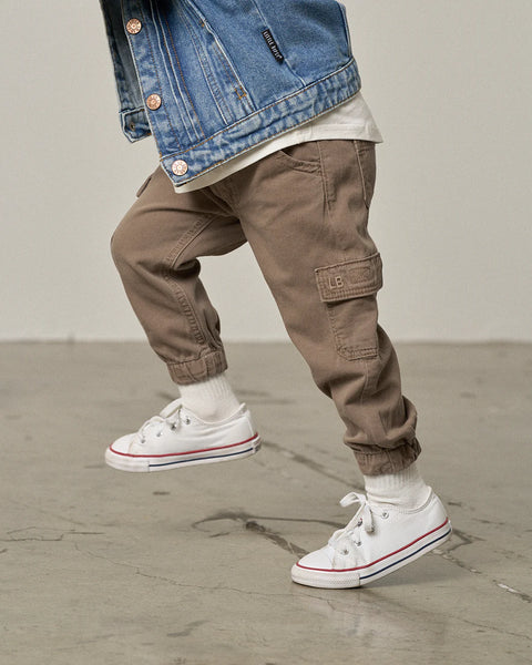 Cotton Twill Cargo Jogger - Mushroom
