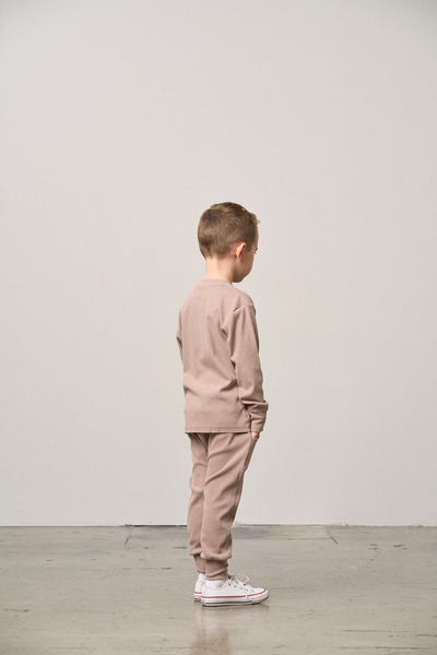 Long Sleeve Ribbed Tee - Mushroom