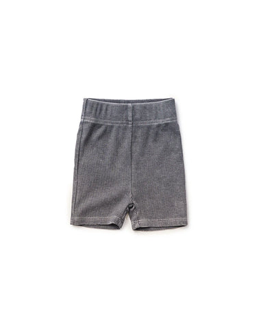 Acid Wash Ribbed Short - Black