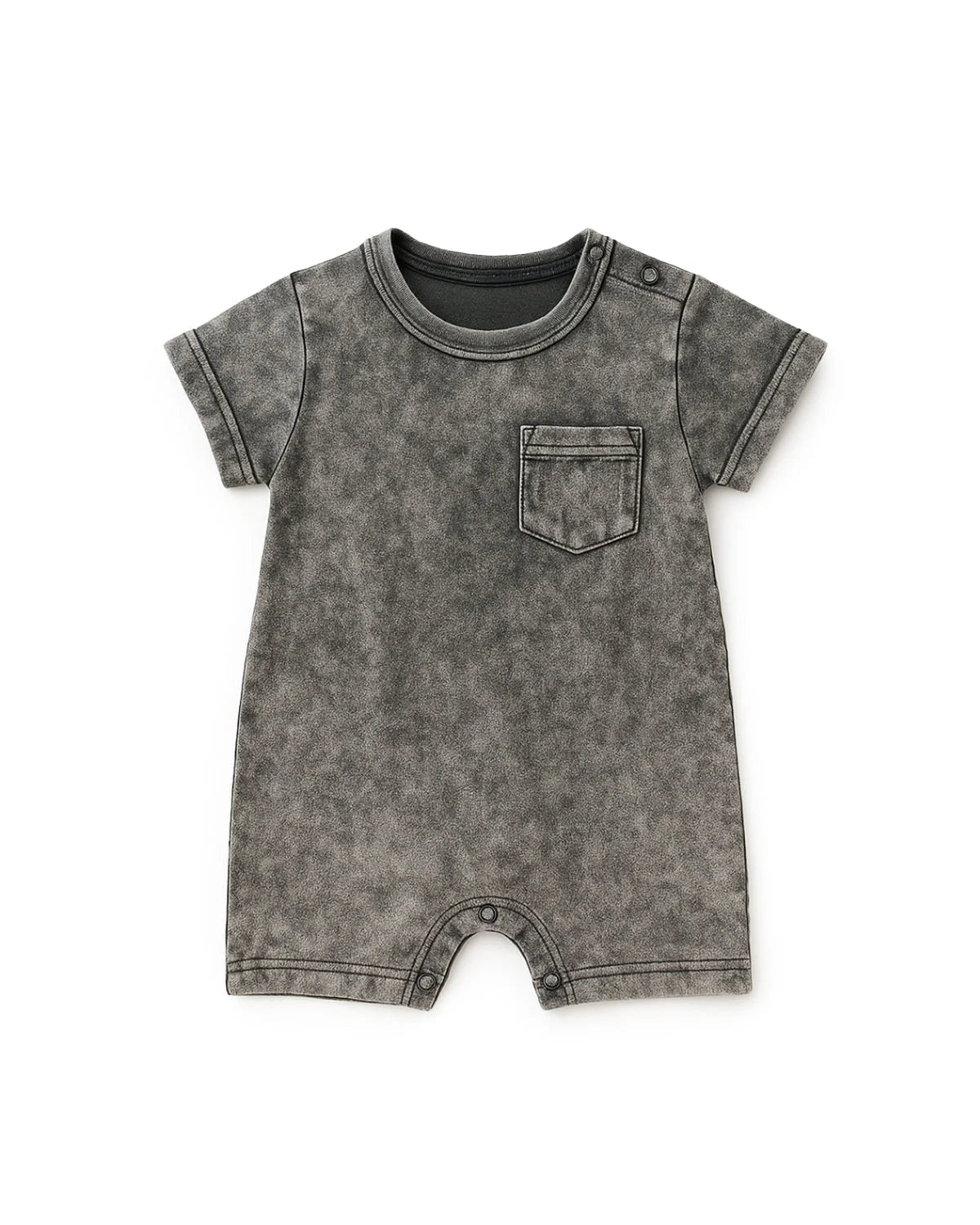 Acid Wash Shortie Romper - Black